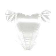 Damen Satin Off-Shoulder Korsett Bodysuit WW