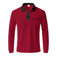 Herren Langarm-Polo mit Reißverschluss und Brusttasche WW