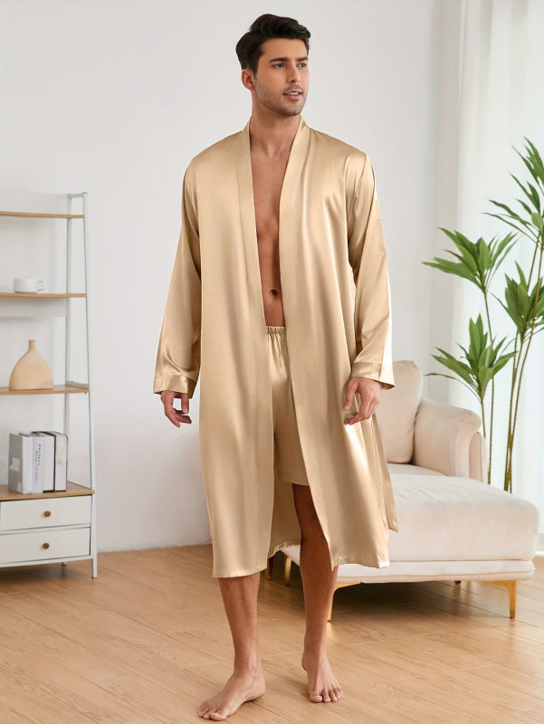 Herren Satin Morgenmantel mit luxuriösem Finish und praktischen Taschen WW