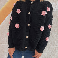 Damen Strickjacke mit floralen Applikationen und komfortablem Schnitt WW