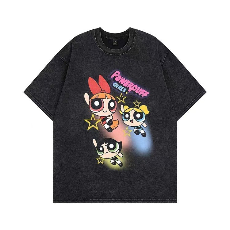 Damen T-Shirt mit angepasstem Powerpuff Girls Grafikdruck WW