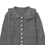 Damen Strickjacke mit großem Kragen und Knopfleiste WW
