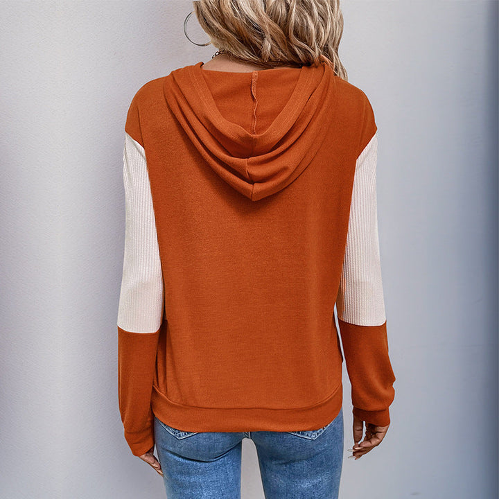 Damen Hoodie mit modernem V-Ausschnitt und strukturierter Ärmelgestaltung W&W Mode
