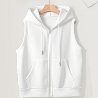 Damen sportliche Kapuzenweste mit durchgehendem Reißverschluss und praktischen Taschen WW