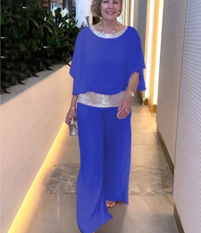 Damen festliches Abendkleid mit funkelndem Oberteil und schwingendem Saum WW