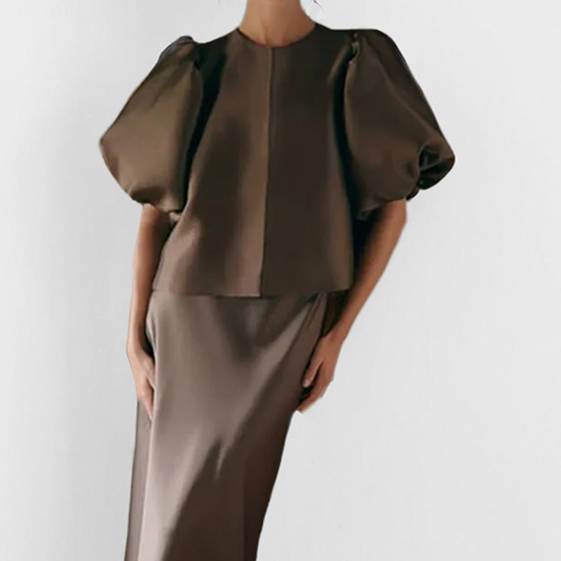 Damen Bluse mit voluminösen Puffärmeln und modernem Design WW