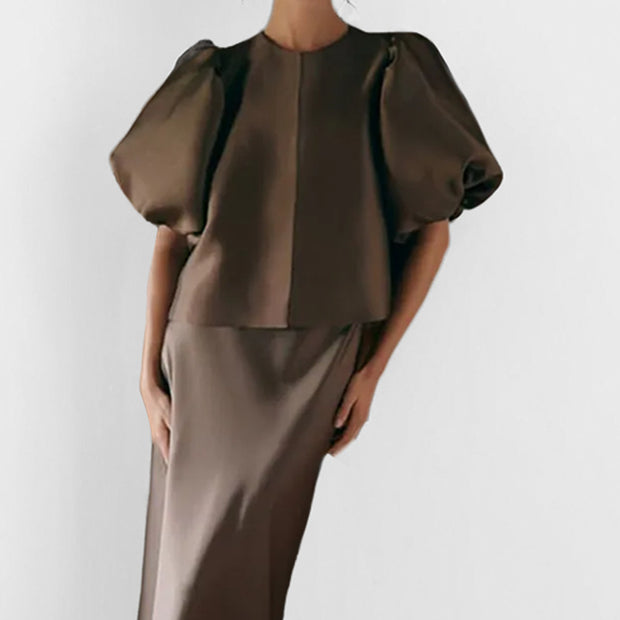 Damen Bluse mit voluminösen Puffärmeln und modernem Design WW