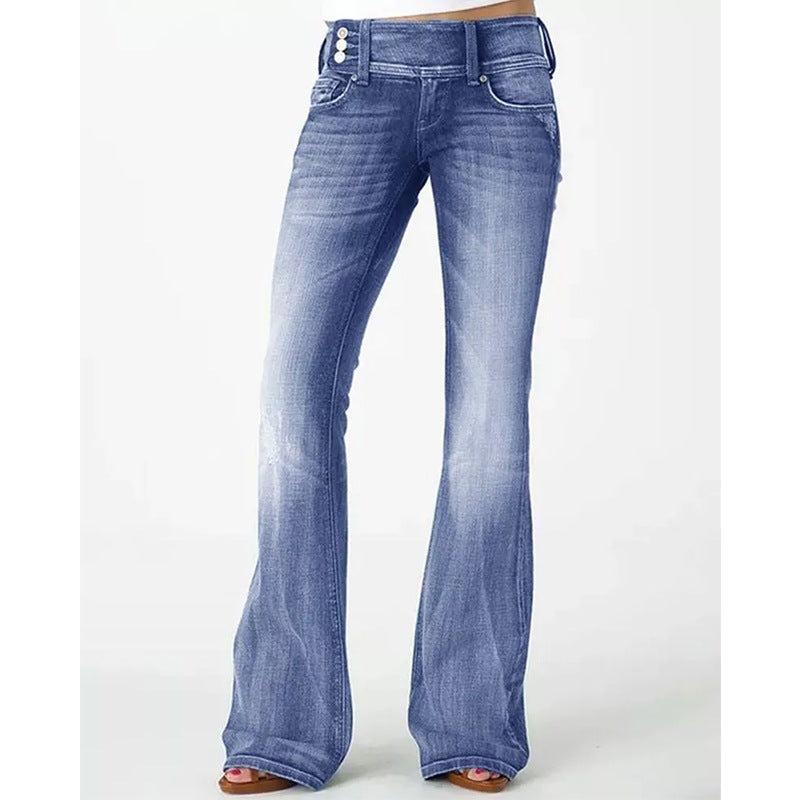 W&W Mode | Beliebte Weinlese Seitenknopf Hohe Taille Skinny Jeans