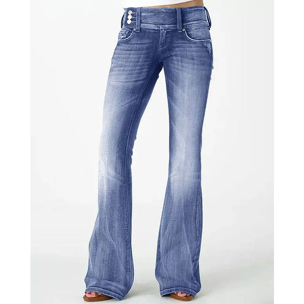 WW | Beliebte Weinlese Seitenknopf Hohe Taille Skinny Jeans