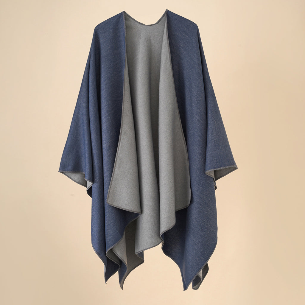 Damen Wohlfühl-Poncho aus weichem Wollmix mit elegantem Schnitt WW
