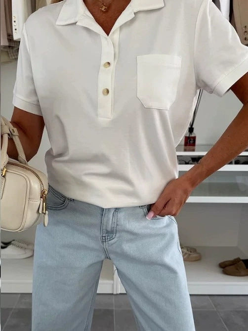 Damen Poloshirt mit Knopfleiste und Brusttasche WW