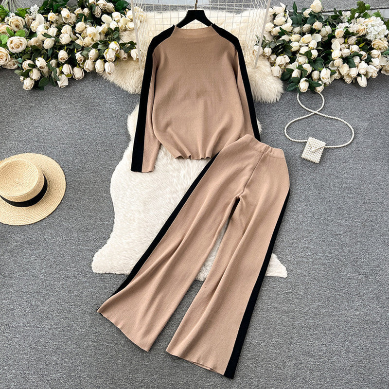 Damen sportliches Lounge-Set mit kontrastierenden Seiteneinsätzen WW