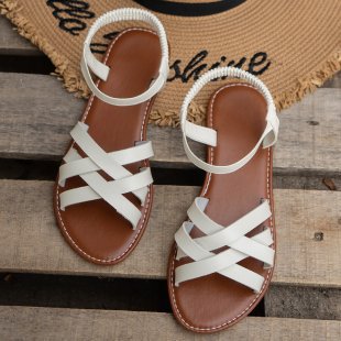 Damen Strand-Sandalen mit geschmackvollem geflochtenem Riemendesign und rutschfester Sohle WW