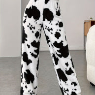 Damen Fleece-Hose im trendigen Kuhmuster WW