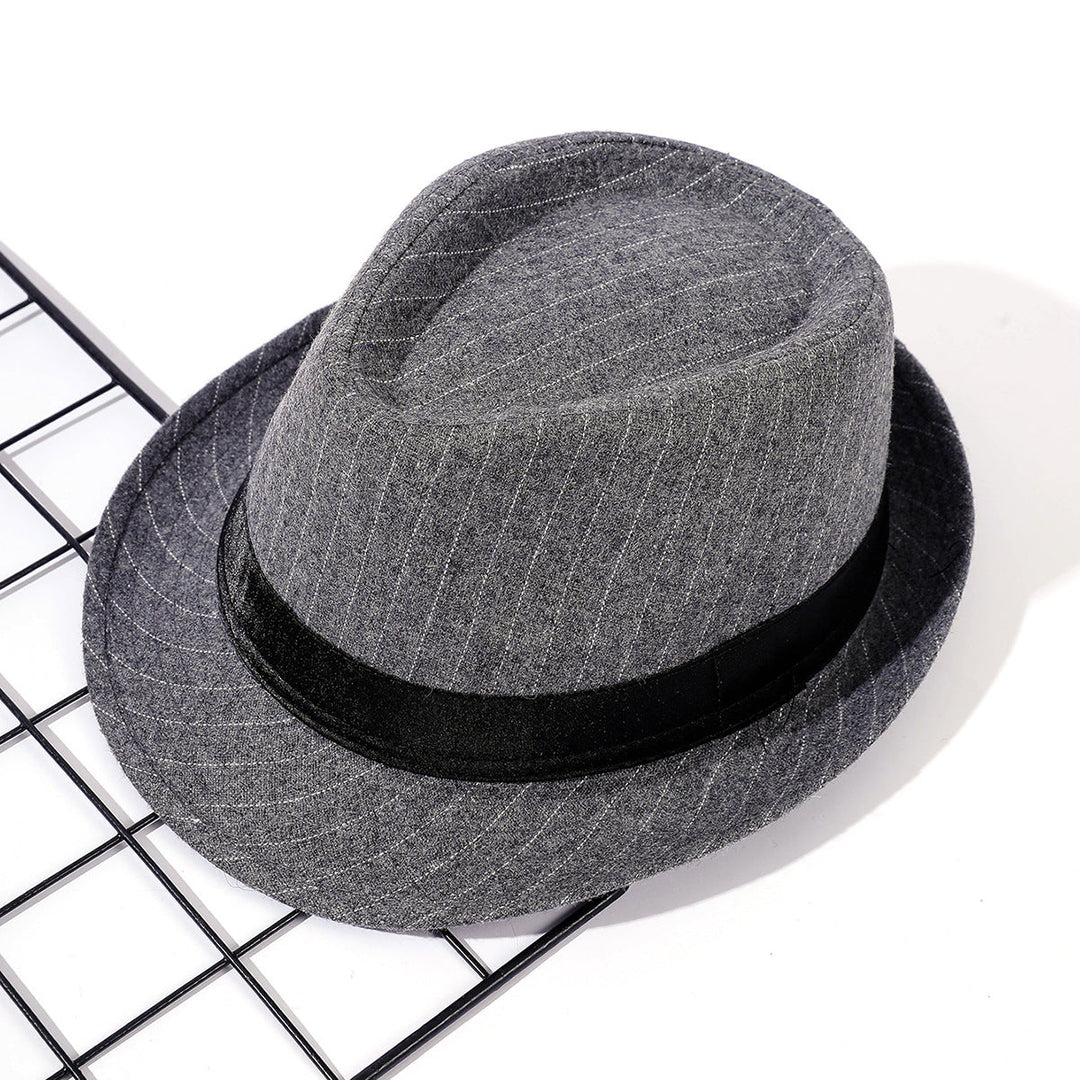 Damen eleganter Fedora-Hut mit gestreiftem Design und modischem Samtband W&W Mode