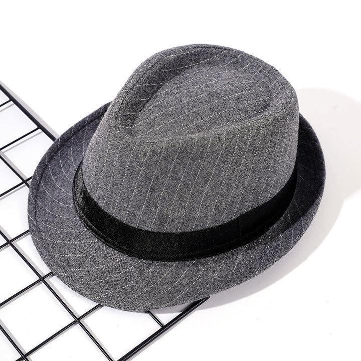 Damen eleganter Fedora-Hut mit gestreiftem Design und modischem Samtband W&W Mode