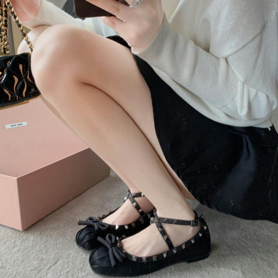 Damen Ballerinas mit modischen Riemchen und verspielten Schleifenakzenten WW