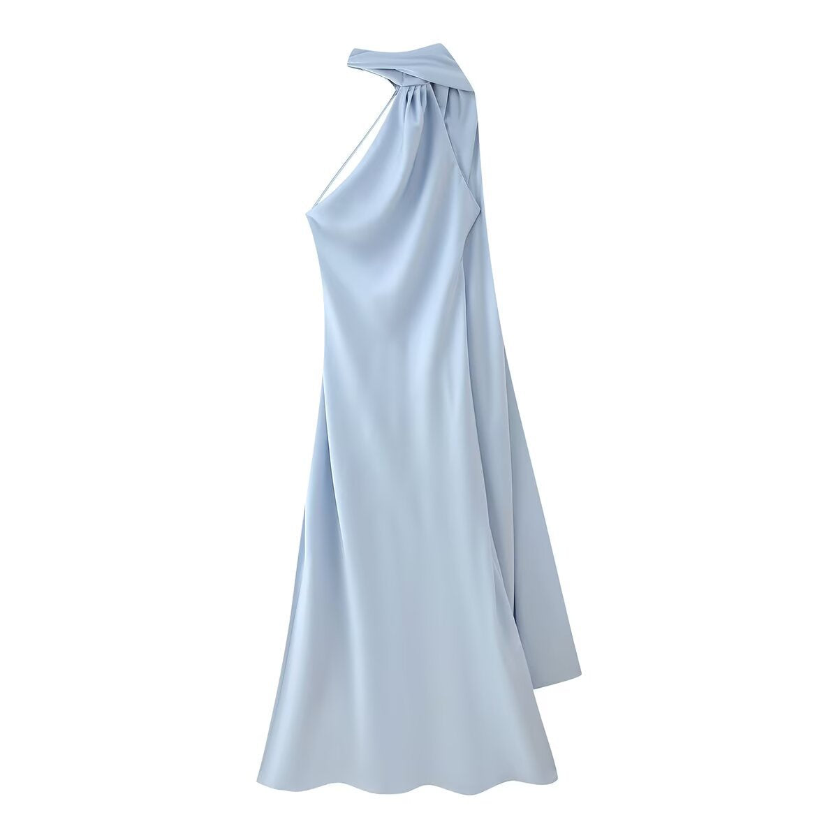 Damen Maxikleid mit asymmetrischem Schnitt und fließendem Stoff WW