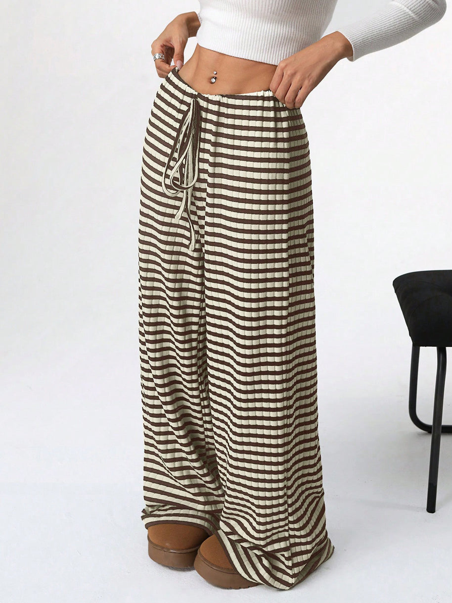 Damen weite Freizeithose mit elastischem Bund und Kordelzug WW
