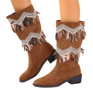 Damen Stiefel mit modischen Fransen und Glitzerdetails WW