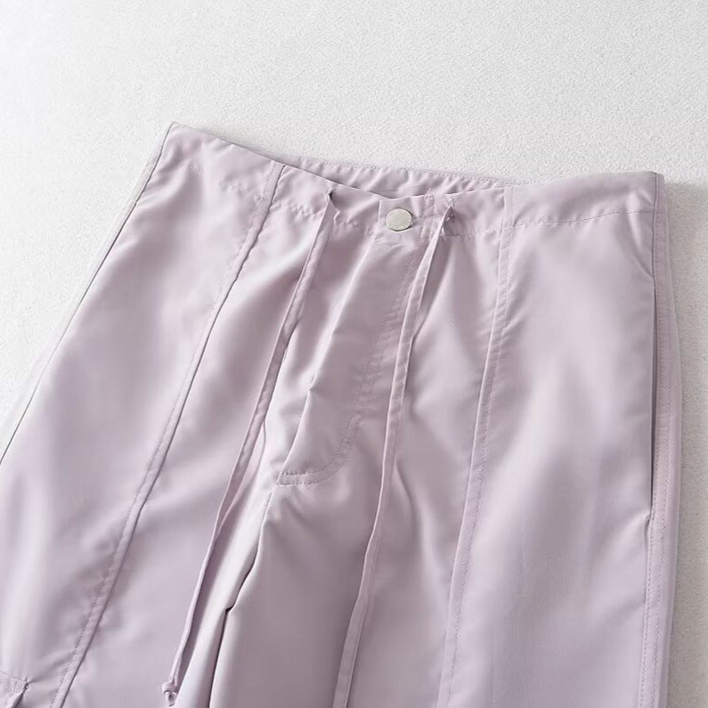 Damen bequeme Cargo-Hose mit verstellbarem Bund und funktionellen Taschen WW