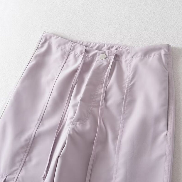 Damen bequeme Cargo-Hose mit verstellbarem Bund und funktionellen Taschen WW