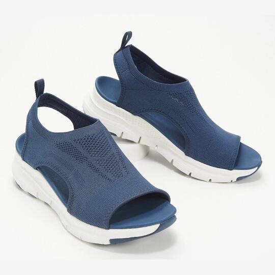 Damen moderne Slip-On Sandalen mit atmungsaktivem Gewebe und dämpfendem Sohlenprofil WW