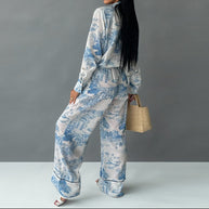 Damen Elegante und bequeme Pyjama-Anzug mit einzigartigem Floral-Design WW