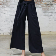 Damen Bequeme und stylische Weite Hose mit Taillengürtel WW