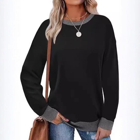 Damen Bequemer Pullover mit Kontrastbündchen WW