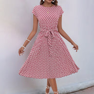 Damen Midikleid mit asymmetrischem Schnitt und modischem Bindegürtel WW