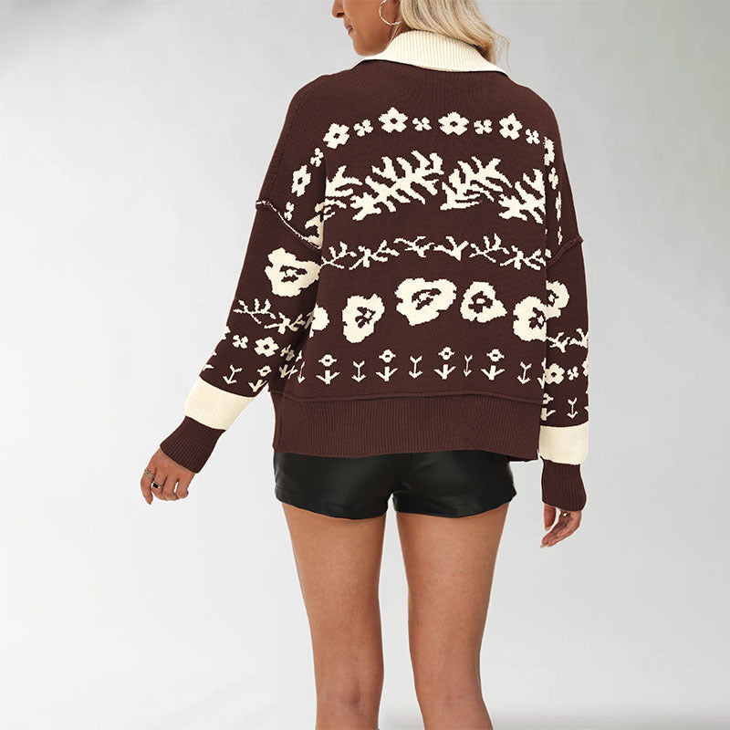 Damen Strickjacke mit floralen Muster und lässigem Schnitt WW
