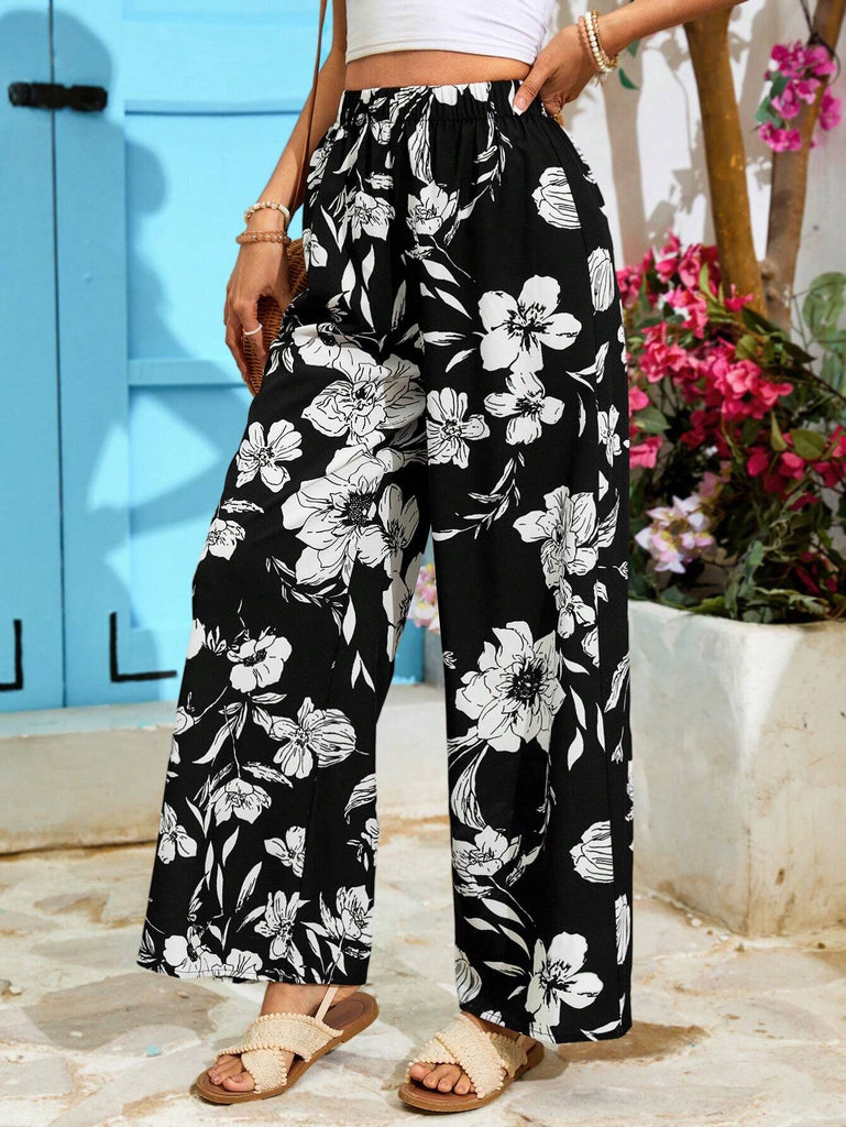 Damen Floral Weite Hose WW