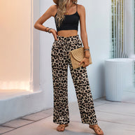 Damen Palazzo-Hose mit stylischem Leoprint und elastischem Taillenzug WW