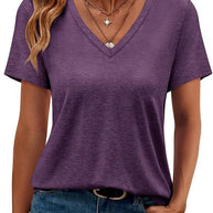 Damen V-Ausschnitt T-Shirt aus weichem Single Jersey WW