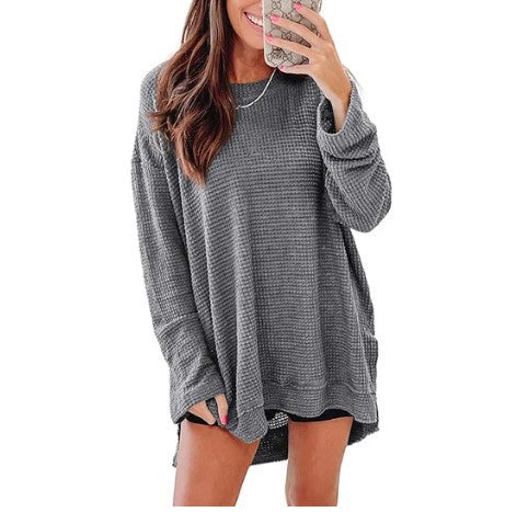 Damen Bequem Überdimensionierter Texturierter Pullover Sweater WW