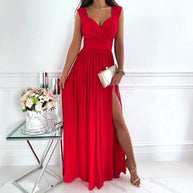 Damen Abendkleid mit tiefem Ausschnitt und Schlitz WW