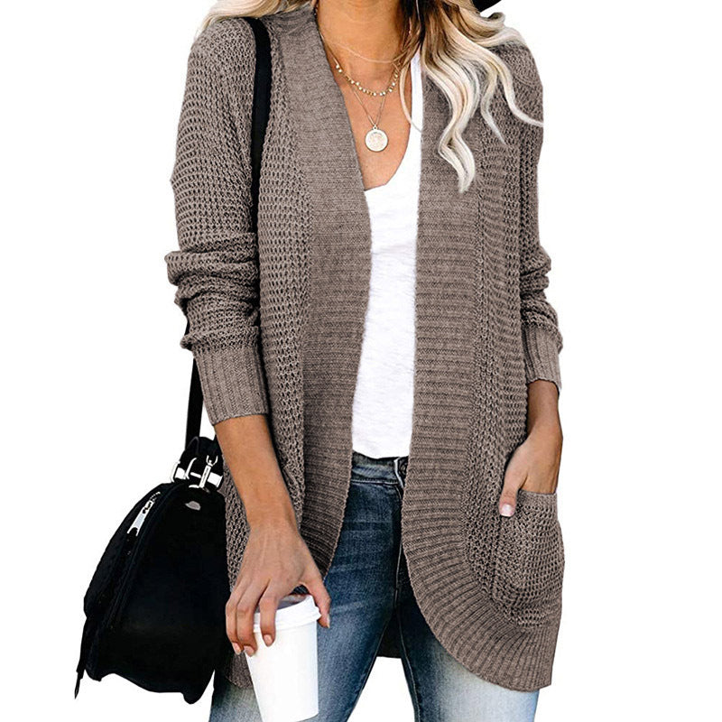 Damen Strickjacke mit offenem Schnitt und seitlichen Taschen WW