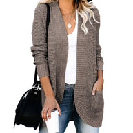 Damen Strickjacke mit offenem Schnitt und seitlichen Taschen WW