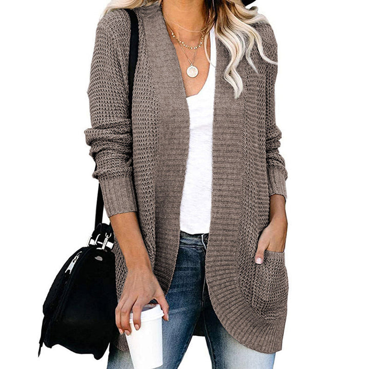 Damen Strickjacke mit offenem Schnitt und seitlichen Taschen W&W Mode
