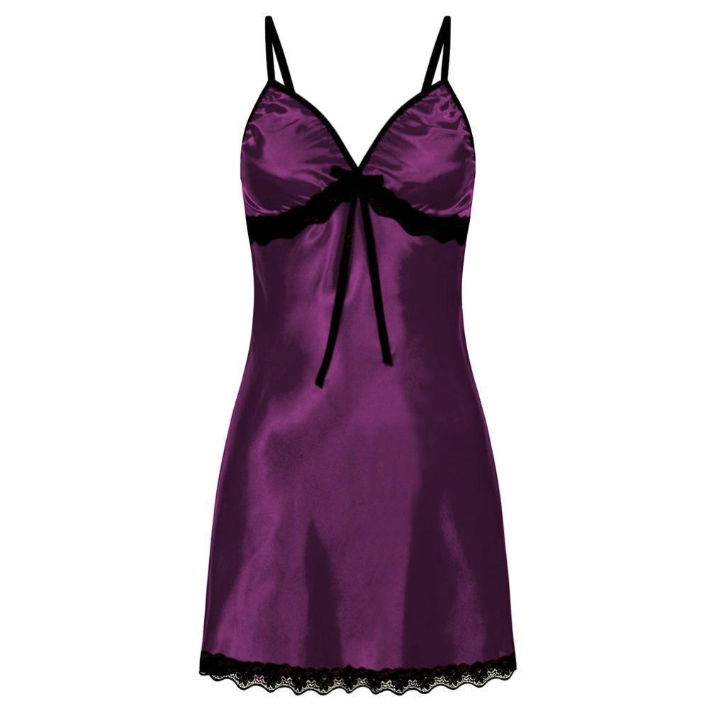 Damen Satin Spitze Nachthemd WW