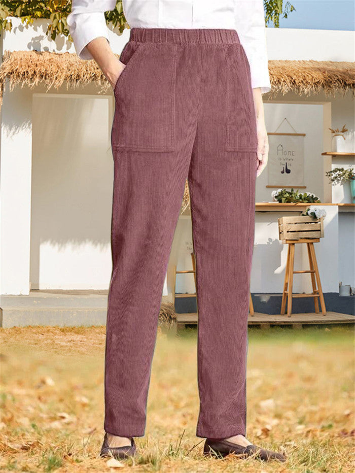 Damen lässige Cargo-Hose mit elastischem Bund und praktischen Taschen WW
