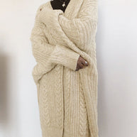 WW Retro einfach verdickt lose verdrehte lange Strickjacke