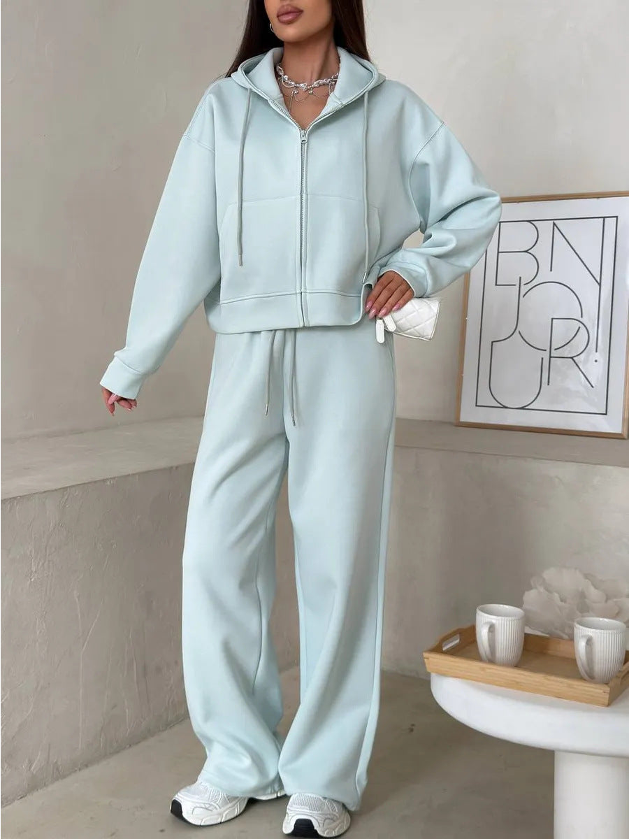 Damen bequemer und eleganter Hoodie mit weiten Hosen WW