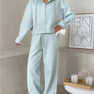 Damen bequemer und eleganter Hoodie mit weiten Hosen WW
