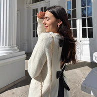 Damen Strickjacke mit dekorativen Schleifen und angeschnittenem Design WW