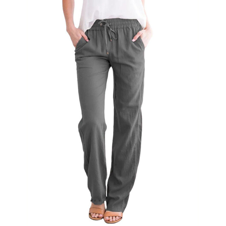 Damen bequeme Sommerhose mit elastischem Bund und praktischen Seitentaschen WW