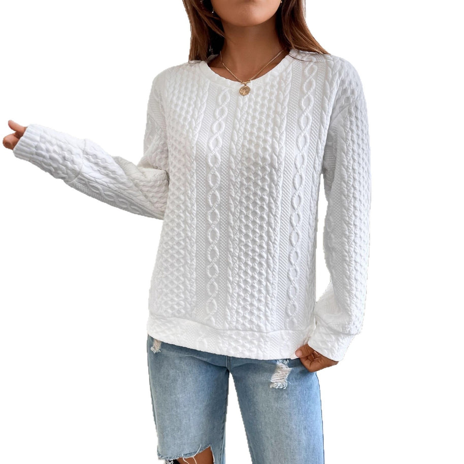 Damen Strickpullover mit strukturierter Oberflächentextur und elegantem Rundhalsausschnitt WW