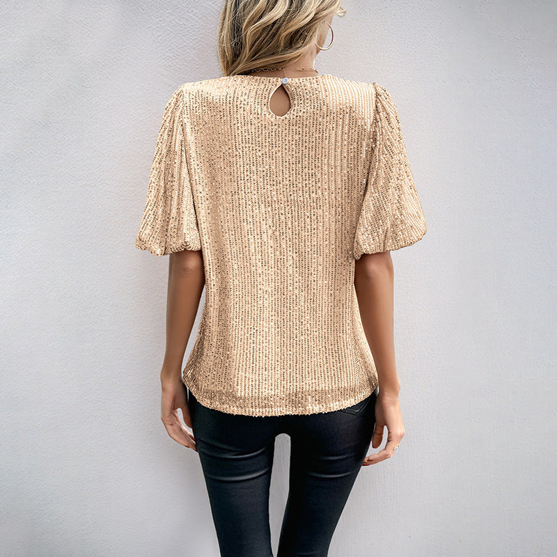 Damen Bluse mit voluminösen Puffärmeln und strukturiertem Gewebe WW