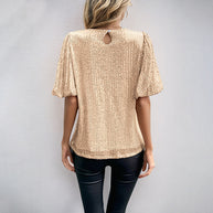 Damen Bluse mit voluminösen Puffärmeln und strukturiertem Gewebe WW
